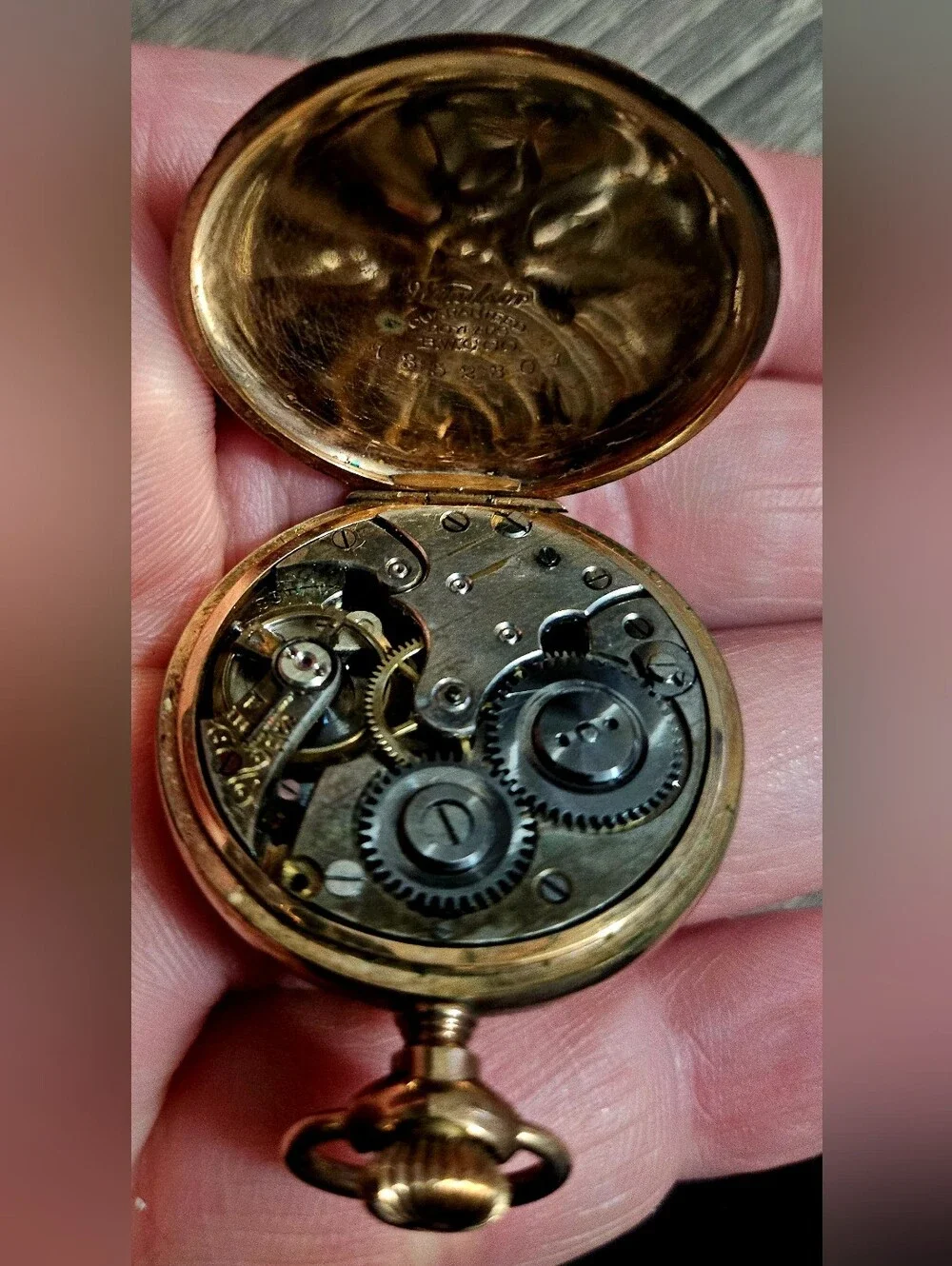 Antique wind Up MINI Pocketwatch W/ Windsor B.W.C.C.O G.F case working condition